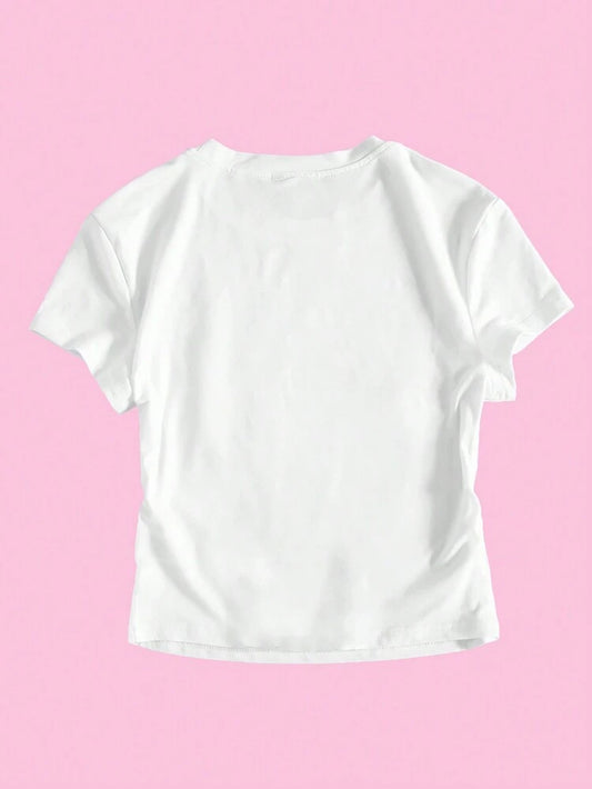 Camiseta Cropped SHEIN MOOSTA Women Y2K con Gráfico de Cóctel Martini para Verano